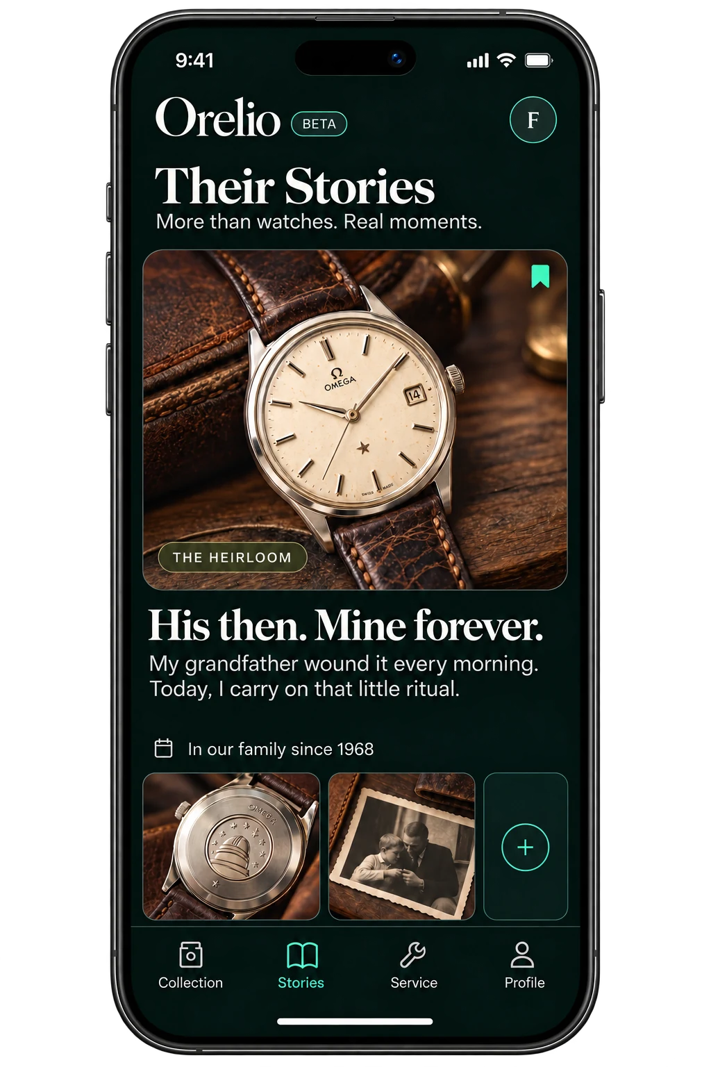 Personal memories and photographs in the Orelio Stories concept
